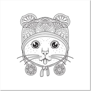 Cat coloring head mandala Posters and Art